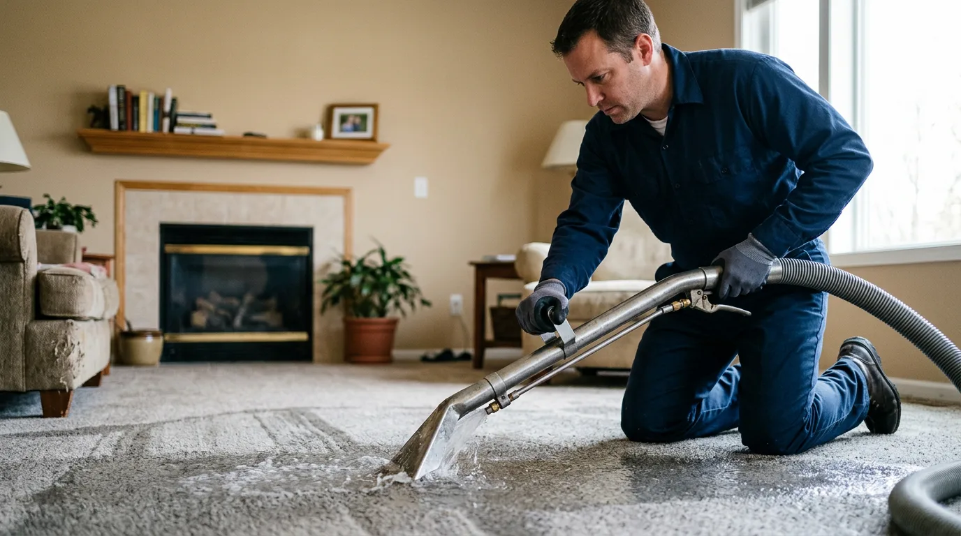 Water damage restoration technician working near Una, SC